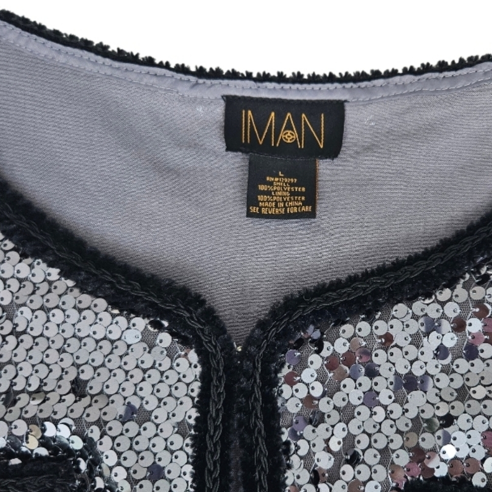 IMAN  Silver Tone Sequins Evening Women's Blazer - Picture 2 of 9